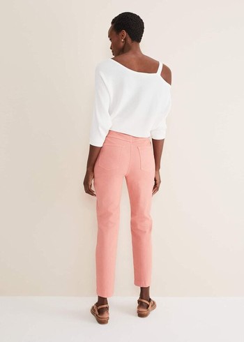 Phase Eight Karlie Button Through Straight Leg Trousers Apricot Australia | UE8097245